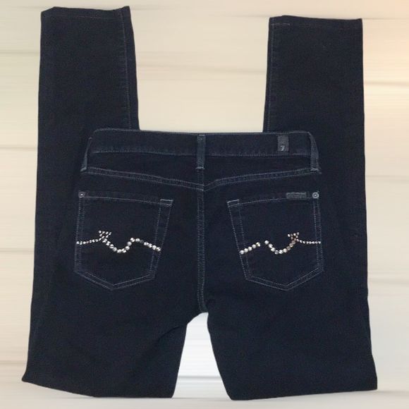 7 FOR ALL MANKIND Roxanne Dark Wash Skinny Jeans - Picture 5 of 7